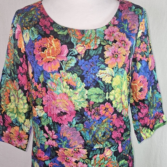 Anthropologie HD In Paris Multicolor Floral Shift Dress Women XXS Front Pockets - Picture 3 of 15